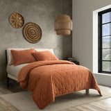 Malone Luxe Channeled Velvet Quilt Set in Dusty Terracotta, Set of 3