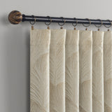 Coppa Leaf Motif Magnetic Closure 100% Blackout Back Tab Curtain Panel in Taupe