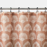 Meru Fan Leaf Block Print Buttonhole Shower Curtain in Dusty Terracotta