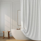 Merrow Puckered Wave Buttonhole Shower Curtain in White