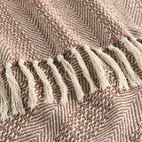 Anella Chevron Stripe Tasseled Cotton Rich Throw in Nutshell