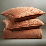Malone Luxe Channeled Velvet Quilt Set in Dusty Terracotta, Set of 3