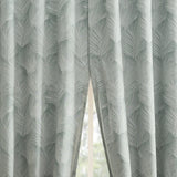 Coppa Leaf Motif Magnetic Closure 100% Blackout Back Tab Curtain Panel in Sage Green