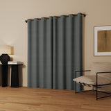 Sarasi Contrast Tweed Magnetic Closure 100% Blackout Grommet Curtain Panel in Coal