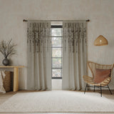 Palo Global Embroidery Semi-Sheer Rod Pocket Curtain Panel in Taupe