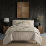 Noriah Ruched Stripe Comforter Set in Stone, Set of 3