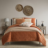 Malone Luxe Channeled Velvet Quilt Set in Dusty Terracotta, Set of 3