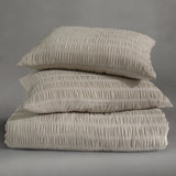 Noriah Ruched Stripe Comforter Set in Stone, Set of 3