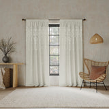 Palo Global Embroidery Semi-Sheer Rod Pocket Curtain Panel in Natural