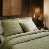 Malone Luxe Channeled Velvet Quilt Set in Sage Green, Set of 3