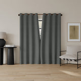Sarasi Contrast Tweed Magnetic Closure 100% Blackout Grommet Curtain Panel in Coal