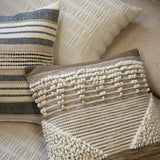 Chez Knotted Stripe Cotton Rich Decorative Pillow in Mocha