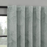 Coppa Leaf Motif Magnetic Closure 100% Blackout Back Tab Curtain Panel in Sage Green