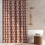 Meru Fan Leaf Block Print Buttonhole Shower Curtain in Dusty Terracotta