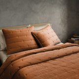 Malone Luxe Channeled Velvet Quilt Set in Dusty Terracotta, Set of 3