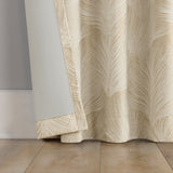 Coppa Leaf Motif Magnetic Closure 100% Blackout Back Tab Curtain Panel in Taupe