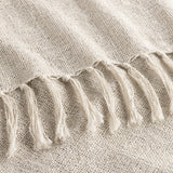 Olema Loose Weave Tasseled Linen Blend Throw in Cream