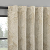 Coppa Leaf Motif Magnetic Closure 100% Blackout Back Tab Curtain Panel in Taupe