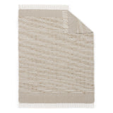 Damara Slub Stripe Tasseled Cotton Blend Throw in Mushroom