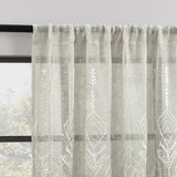 Palo Global Embroidery Semi-Sheer Rod Pocket Curtain Panel in Natural