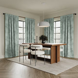 Coppa Leaf Motif Magnetic Closure 100% Blackout Back Tab Curtain Panel in Sage Green