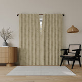 Coppa Leaf Motif Magnetic Closure 100% Blackout Back Tab Curtain Panel in Taupe