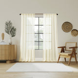 Nahla 100% Cotton Sheer Rod Pocket Curtain Panel in Ivory