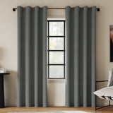 Sarasi Contrast Tweed Magnetic Closure 100% Blackout Grommet Curtain Panel in Coal