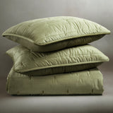 Malone Luxe Channeled Velvet Quilt Set in Sage Green, Set of 3