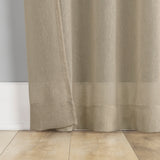Palo Global Embroidery Semi-Sheer Rod Pocket Curtain Panel in Taupe