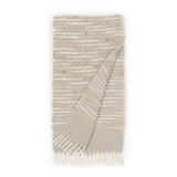 Damara Slub Stripe Tasseled Cotton Blend Throw in Mushroom