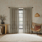 Palo Global Embroidery Semi-Sheer Rod Pocket Curtain Panel in Taupe
