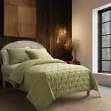 Malone Luxe Channeled Velvet Quilt Set in Sage Green, Set of 3