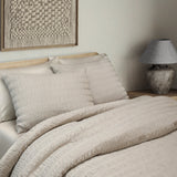 Noriah Ruched Stripe Comforter Set in Stone, Set of 3