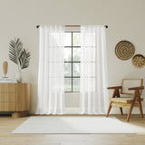 Nahla 100% Cotton Sheer Rod Pocket Curtain Panel in White