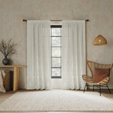 Palo Global Embroidery Semi-Sheer Rod Pocket Curtain Panel in Natural