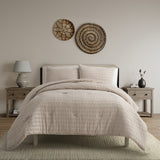 Noriah Ruched Stripe Comforter Set in Stone, Set of 3