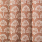 Meru Fan Leaf Block Print Buttonhole Shower Curtain in Dusty Terracotta