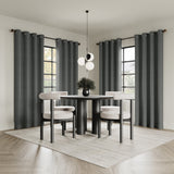 Sarasi Contrast Tweed Magnetic Closure 100% Blackout Grommet Curtain Panel in Coal
