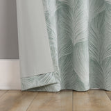 Coppa Leaf Motif Magnetic Closure 100% Blackout Back Tab Curtain Panel in Sage Green