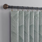 Coppa Leaf Motif Magnetic Closure 100% Blackout Back Tab Curtain Panel in Sage Green