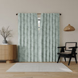 Coppa Leaf Motif Magnetic Closure 100% Blackout Back Tab Curtain Panel in Sage Green