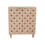 Chiara Carved Wood Geometric Diamond Two Door Cabinet