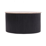 Round Ribbed Storage Coffee Table