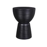 Ring Carved Solid Wood Black Side Table