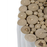 Stanley White Round Teak Accent Table