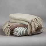 Olema Loose Weave Tasseled Linen Blend Throw in Cream