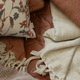 Olema Loose Weave Tasseled Linen Blend Throw in Cream